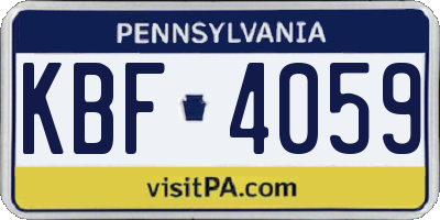 PA license plate KBF4059