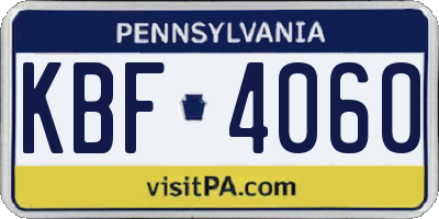 PA license plate KBF4060