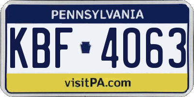 PA license plate KBF4063
