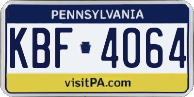 PA license plate KBF4064