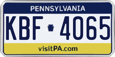 PA license plate KBF4065