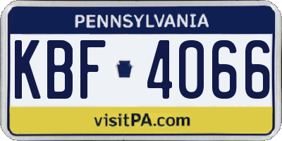 PA license plate KBF4066