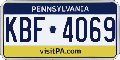 PA license plate KBF4069