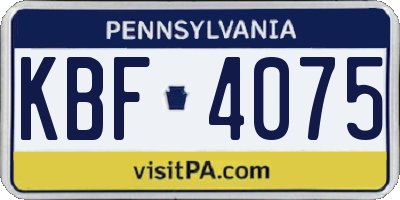 PA license plate KBF4075
