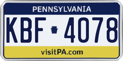 PA license plate KBF4078