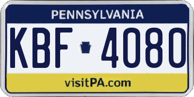 PA license plate KBF4080