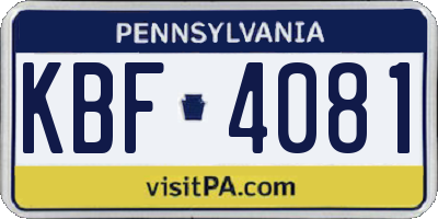PA license plate KBF4081