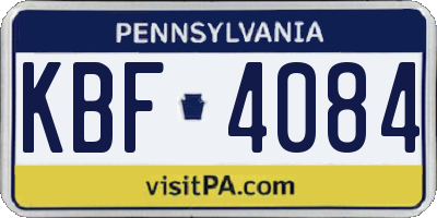 PA license plate KBF4084