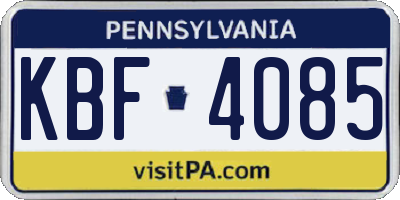 PA license plate KBF4085