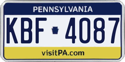PA license plate KBF4087