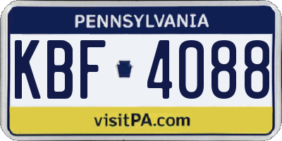 PA license plate KBF4088