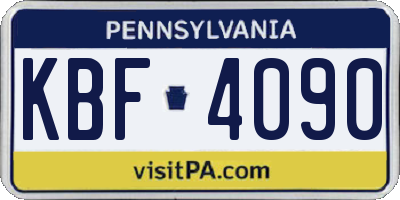 PA license plate KBF4090