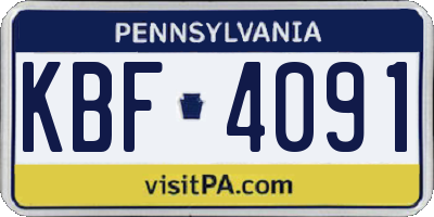 PA license plate KBF4091