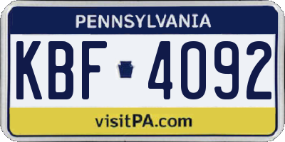 PA license plate KBF4092