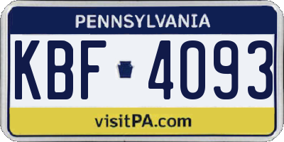PA license plate KBF4093