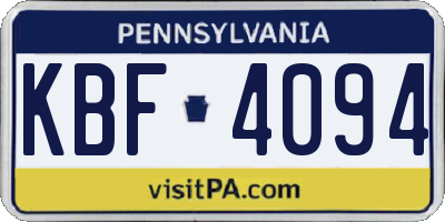 PA license plate KBF4094
