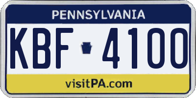 PA license plate KBF4100
