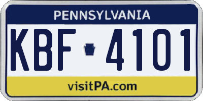 PA license plate KBF4101