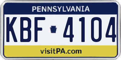 PA license plate KBF4104
