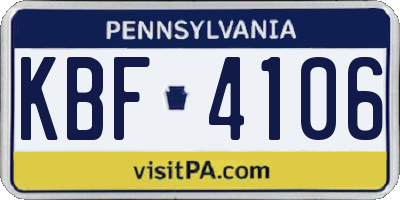 PA license plate KBF4106