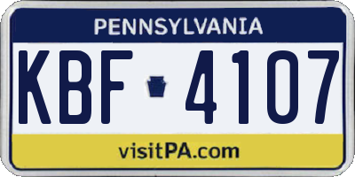 PA license plate KBF4107
