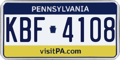 PA license plate KBF4108