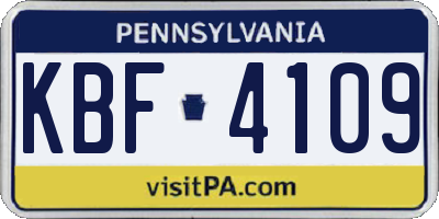 PA license plate KBF4109