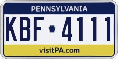 PA license plate KBF4111