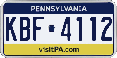 PA license plate KBF4112