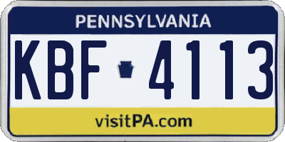 PA license plate KBF4113