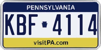 PA license plate KBF4114
