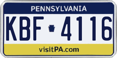 PA license plate KBF4116