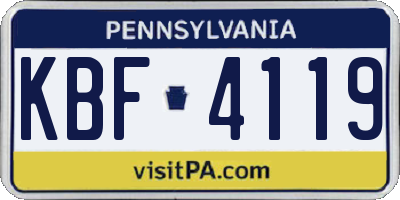 PA license plate KBF4119