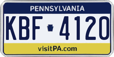 PA license plate KBF4120