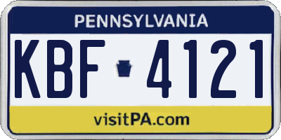 PA license plate KBF4121
