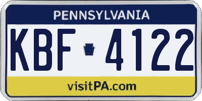 PA license plate KBF4122