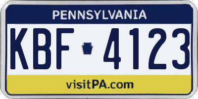 PA license plate KBF4123