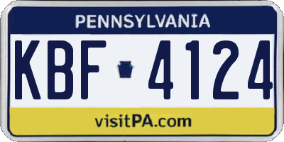 PA license plate KBF4124