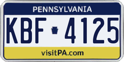 PA license plate KBF4125