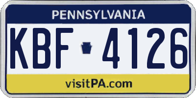 PA license plate KBF4126