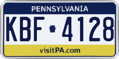 PA license plate KBF4128