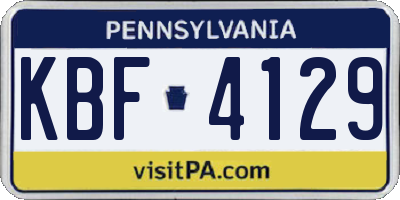 PA license plate KBF4129
