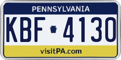 PA license plate KBF4130