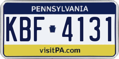PA license plate KBF4131