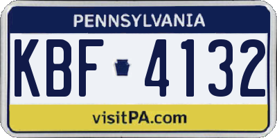 PA license plate KBF4132