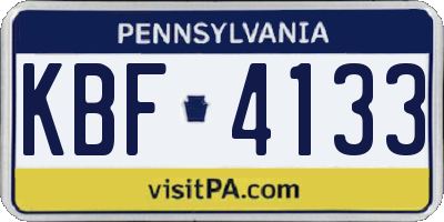 PA license plate KBF4133