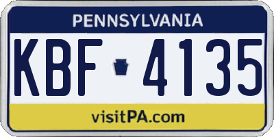 PA license plate KBF4135