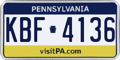 PA license plate KBF4136
