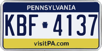 PA license plate KBF4137