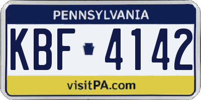 PA license plate KBF4142